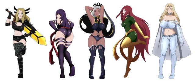 emma frost,jean grey,mabui,magik (illyana rasputin),psylocke,storm (x-men),tsuchigumo hotaru,tsunade,uzuki yuugao,uzumaki kushina