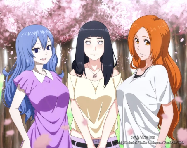 hyuuga hinata,inoue orihime,juvia lockser