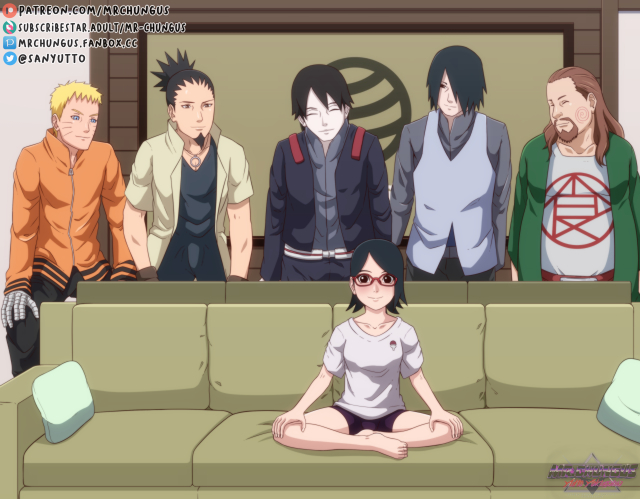 akimichi chouji,nara shikamaru,sai,sarada uchiha,sasuke uchiha,uzumaki naruto