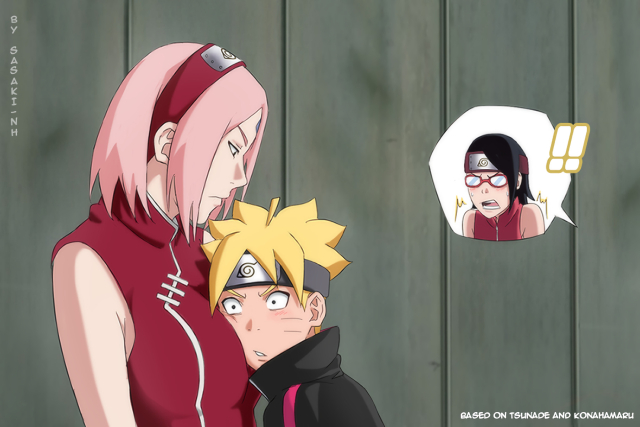 sakura haruno,sarada uchiha,uzumaki boruto